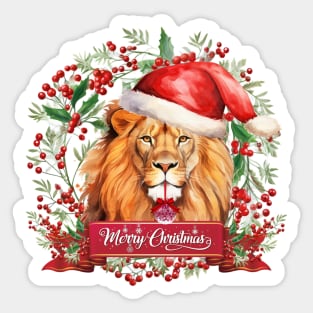 Merry Christmas Lion Sticker